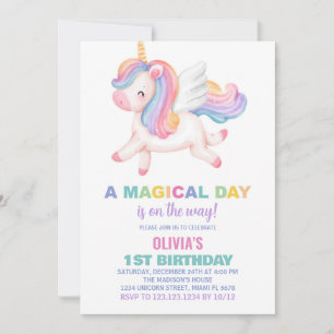 Unicorn Rainbow Invitations d'anniversaire