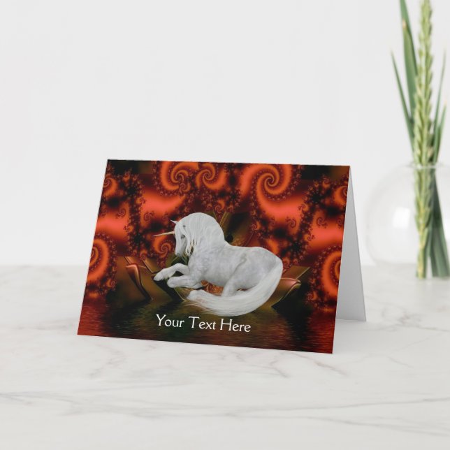Unicorn Red Fractals Imaginaire Art Carte photo (Devant)