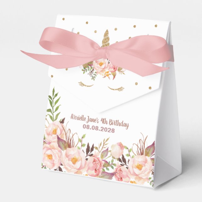 Unicorn rose et or Ballotins de fête d'anniversair (Verso)