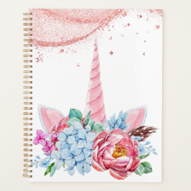 UNICORN ROSE FLORAL RETOUR À L'ÉCOLE (Devant)