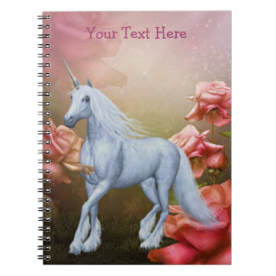 Unicorn Rose Roses Imaginaire Carnet Cheval