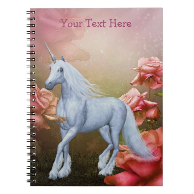 Unicorn Rose Roses Imaginaire Carnet Cheval (Devant)