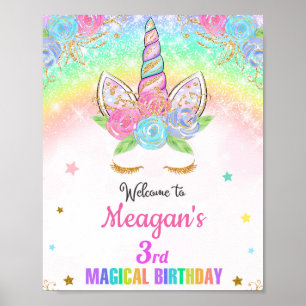 Unicorn signe de fête de bienvenue affiche de lico