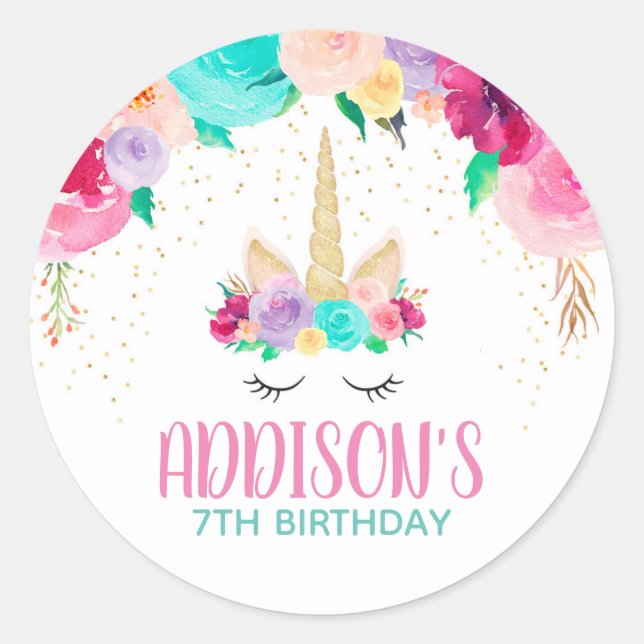 Unicorn Sleepy Anniversaire Fête Favoriser Sticker (Devant)