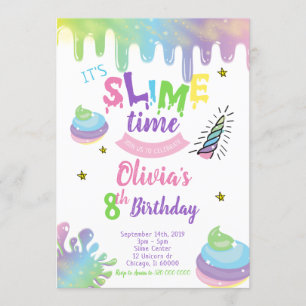 Unicorn Slime Anniversaire Fête Invitation