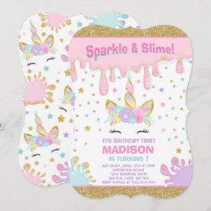 Unicorn Slime Anniversaire Invitation Slime Party