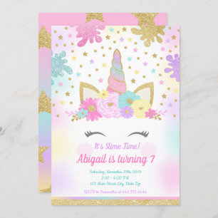 Unicorn Slime Invitation Slime Party Unicorn