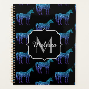 Unicorn Sparkles aqua blue ombre motif Monogramme