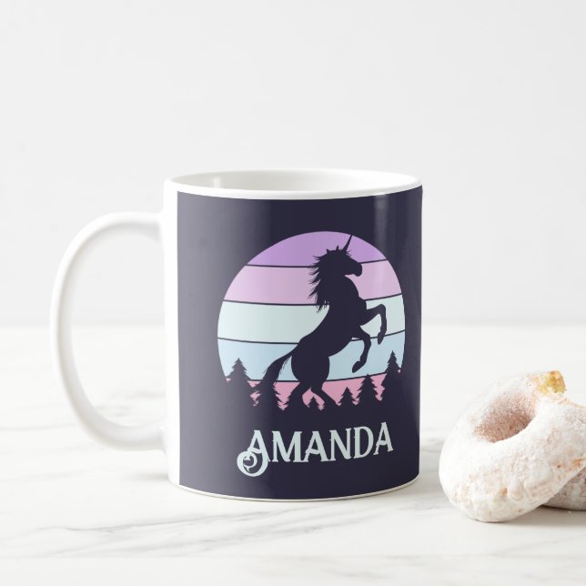 Unicorn Sunset Mug personnalisée (Avec donut)