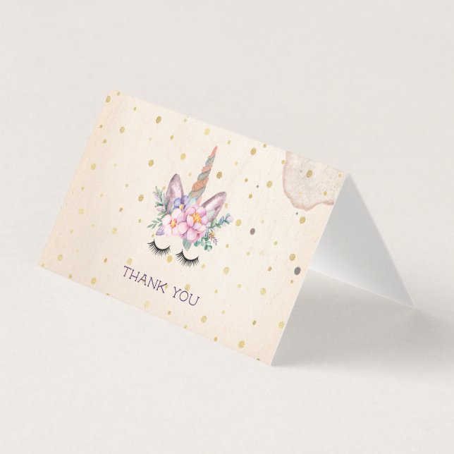Unicorn Thank You Cartes | Face de licorne (Front)
