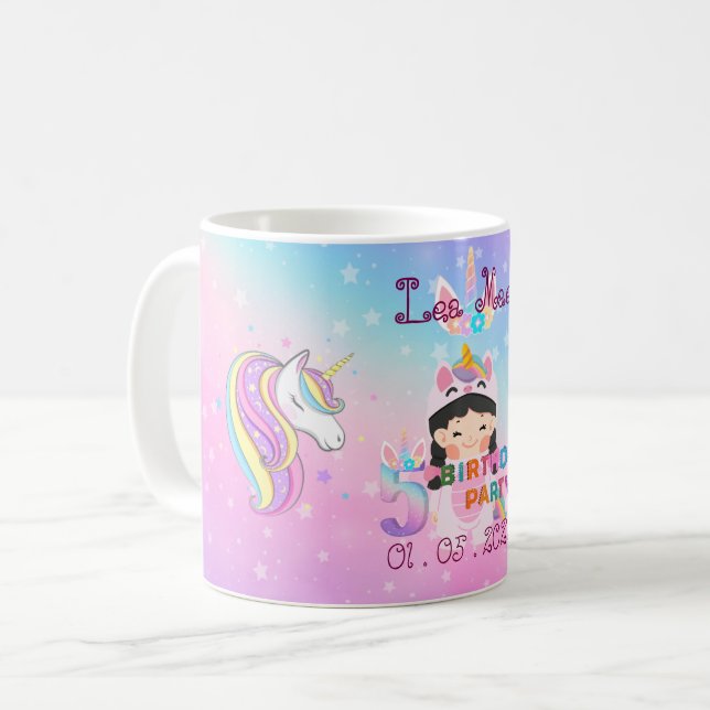 Unicorn Thème 5ème anniversaire Mug Souvenir (Devant gauche)