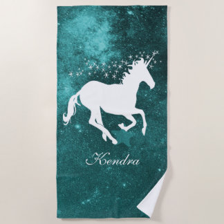 Unicorn turquoise Serviette de plage personnalisée