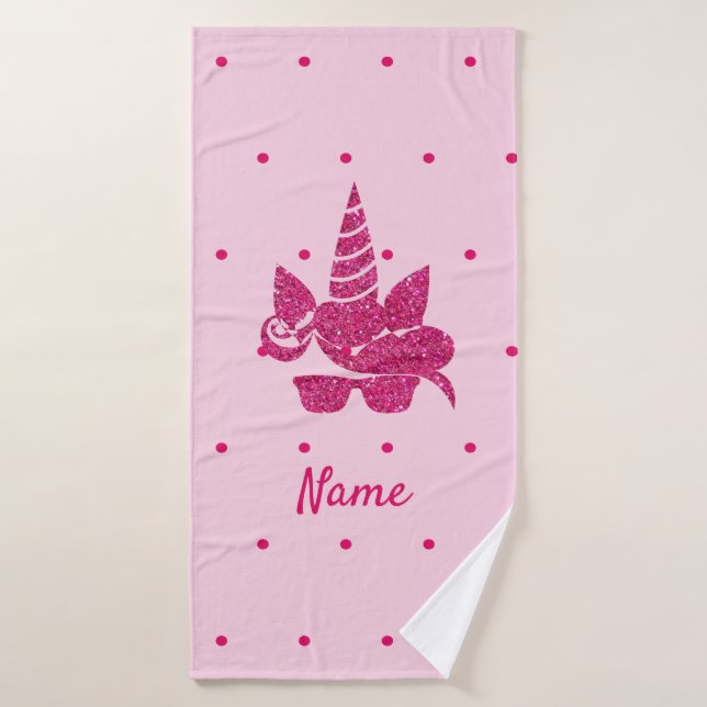 Unicorn Visage rose Parties scintillant fille enfa (Serviette de bain)