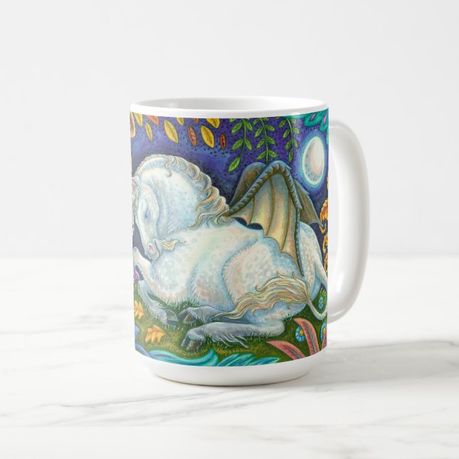 Unicorne ailée Cheval volant Imaginaire Mug (Devant droit)
