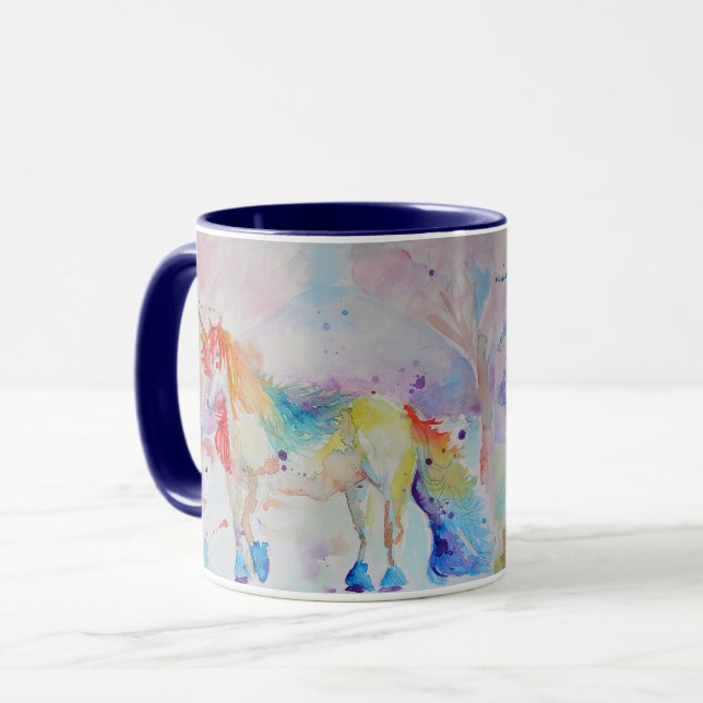 Unicorne aquarelle filles dames Mug (Devant gauche)