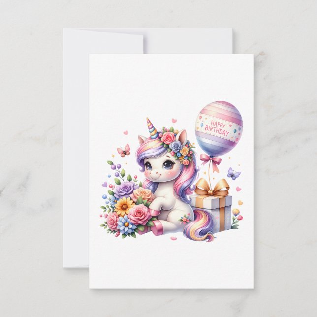 Unicorne avec ballons Design Anniversaire (Devant)