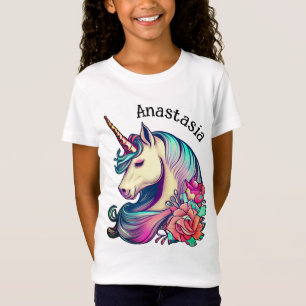 Unicorne avec Fleurs Vector Art T-shirt