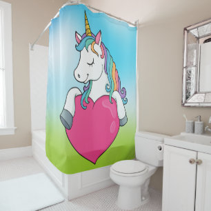 Unicorne avec Rainbow Hair Douche rideau