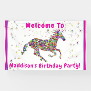 Unicorne - Bannière de fête d'anniversaire - Enf
