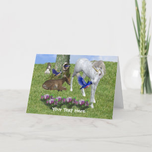 Unicorne Blanche Et Amis Carte photo Animal