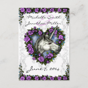 Unicorne blanche et coeur Rose pourpre RSVP