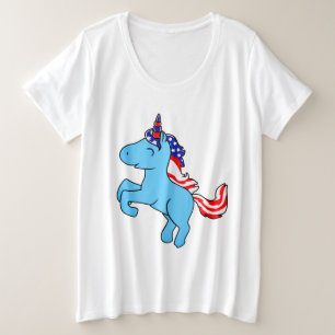 Unicorne Bleu Patriotique USA Drapeau Mane Carton