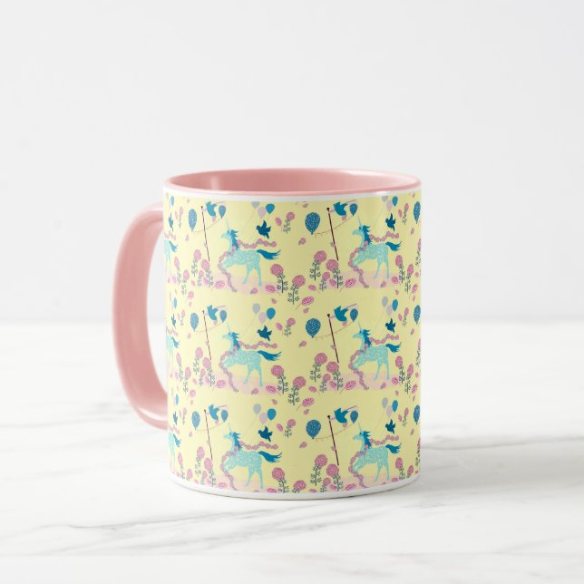 Unicorne Bleue Célébrant Son Anniversaire 2 Mug (Devant gauche)
