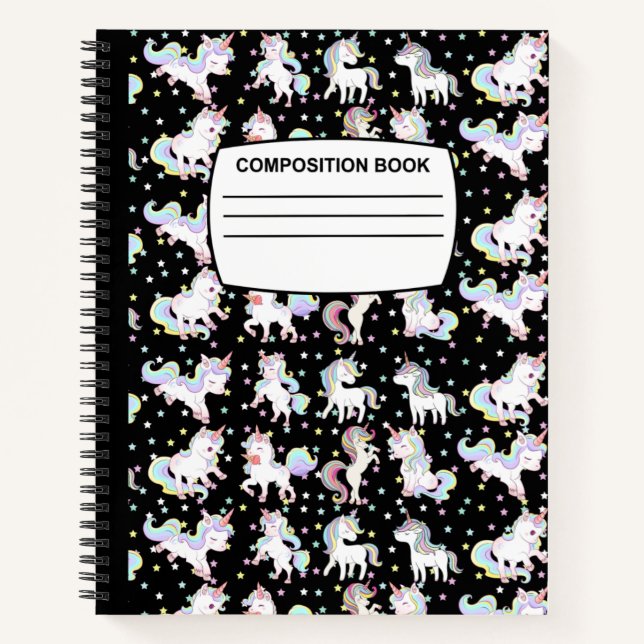 Unicorne Carnet de composition spirale (Devant)