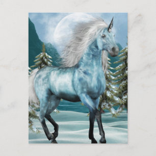 Unicorne dans la carte postale Moonlight