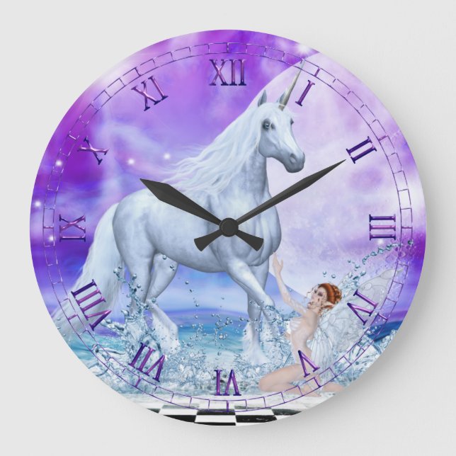 Unicorne d'argent et la nymphe de l'eau horloge mu (Recto)