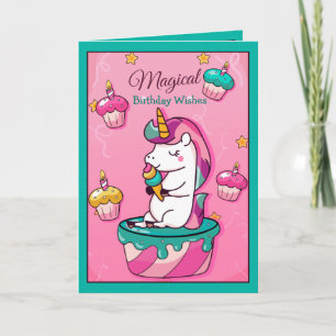 Unicorne de souhait magique   Carte Anniversaire P