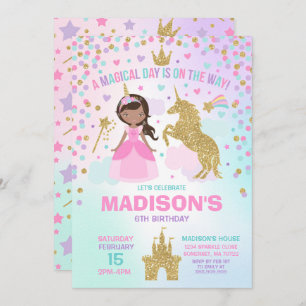 Unicorne Et Princesse Invitation Magique Anniversa
