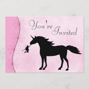 Unicorne et silhouette fée Invitation d'anniversai