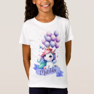 Unicorne fille anniversaire avec T-shirt ballons