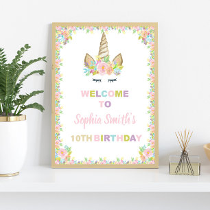Unicorne florale Affiches de bienvenue