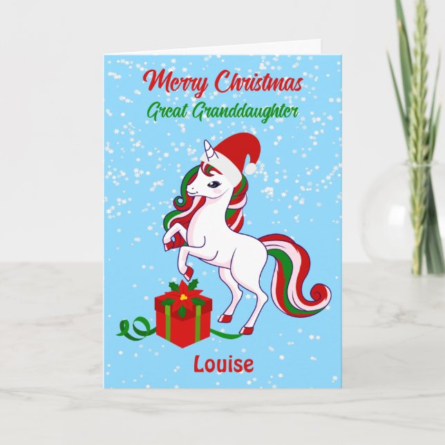 Unicorne Joyeux Noël Grande carte petite-fille (Devant)
