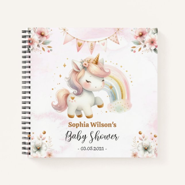 Unicorne magique avec Carnet Baby shower arc-en-ci (Devant)