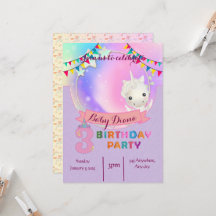 Unicorne magique - Invitation de fête d'anniversai