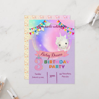Unicorne magique - Invitation de fête d'anniversai