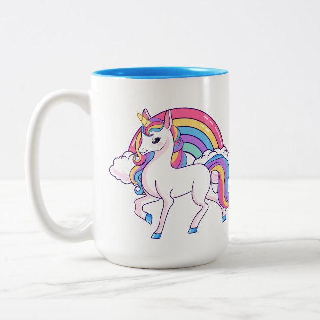 unicorne mignonne ajouter monogramme Café Mug (Gauche)