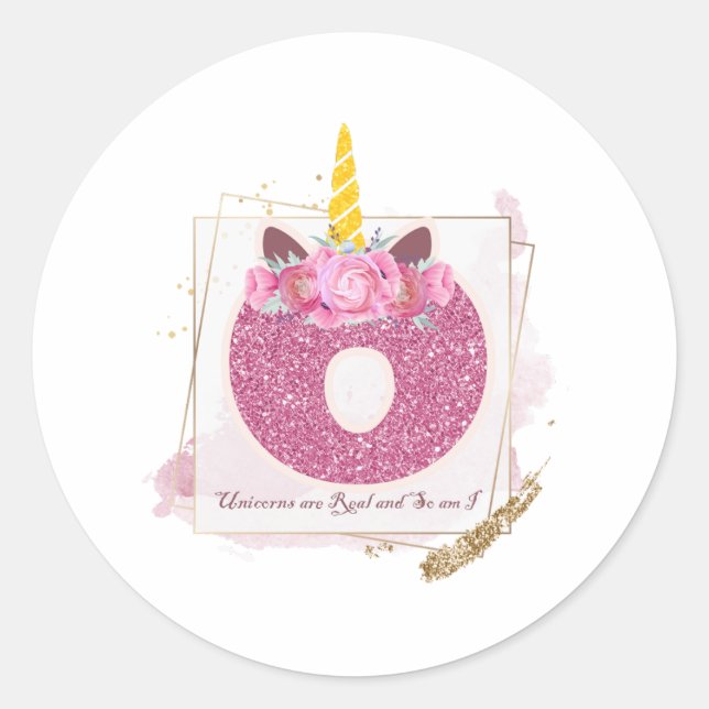 Unicorne Monogramme O Autocollants personnalisés (Devant)