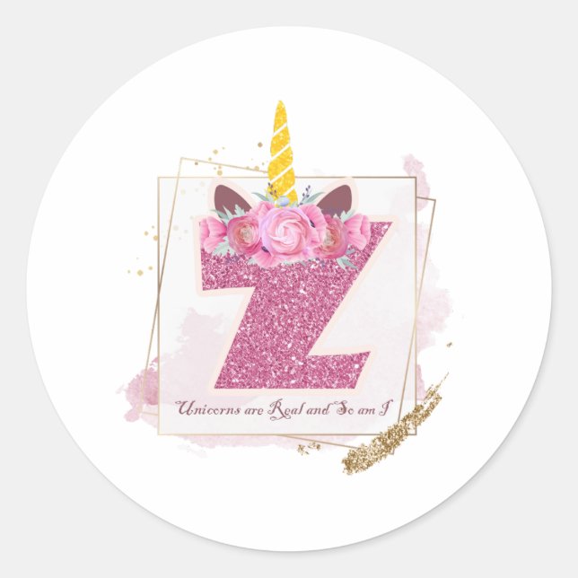 Unicorne monogramme Z Autocollants personnalisés (Devant)