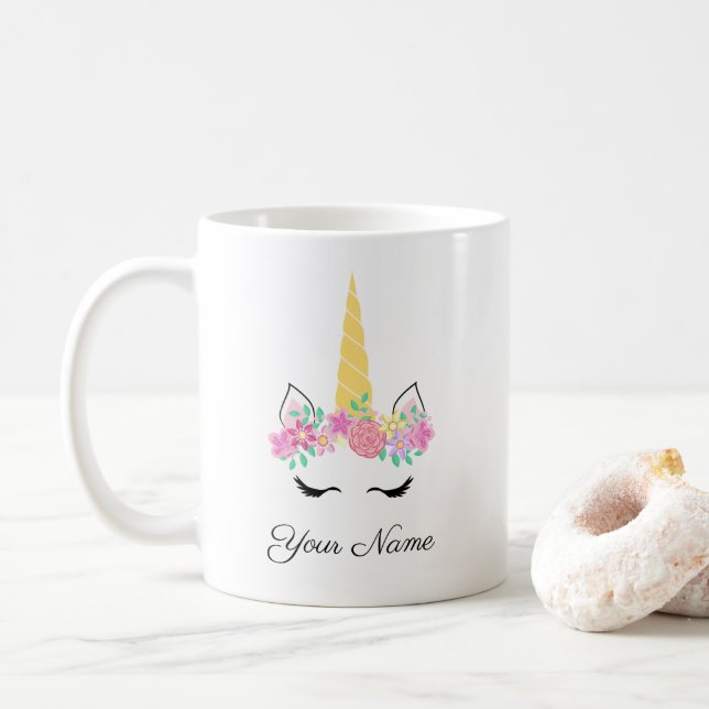 Unicorne Mug personnalisée (Avec donut)
