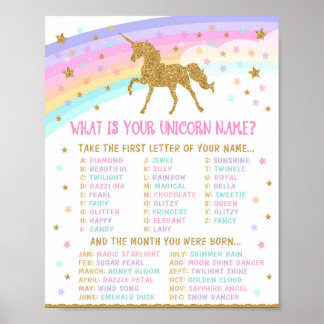Unicorne Nom du jeu Poster