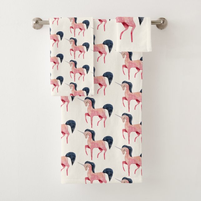 Unicorne nordique rose avec Mane noir (En situation)