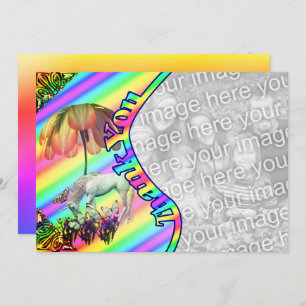 Unicorne Papillons Merci Carte photo
