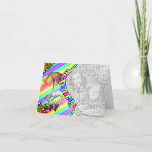 Unicorne Papillons Merci Carte photo