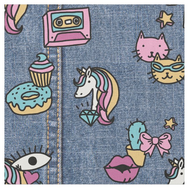 unicorne patchs tissu denim (Fermer)