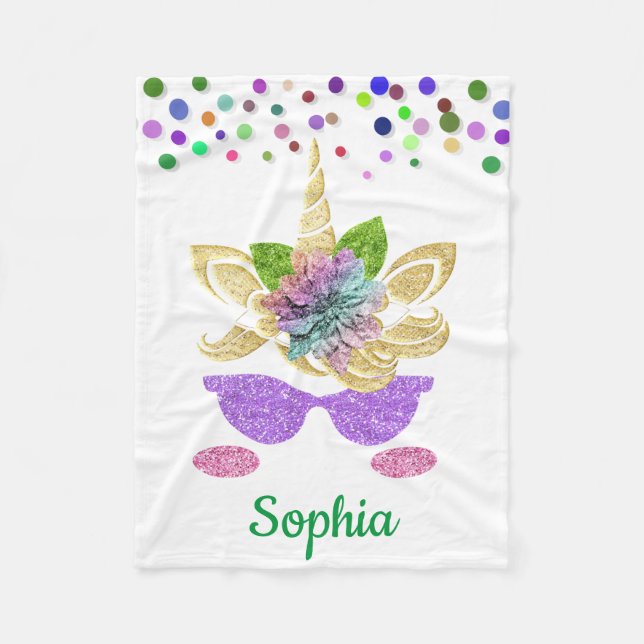 Unicorne personnalisée avec couverture en polaire  (Devant)