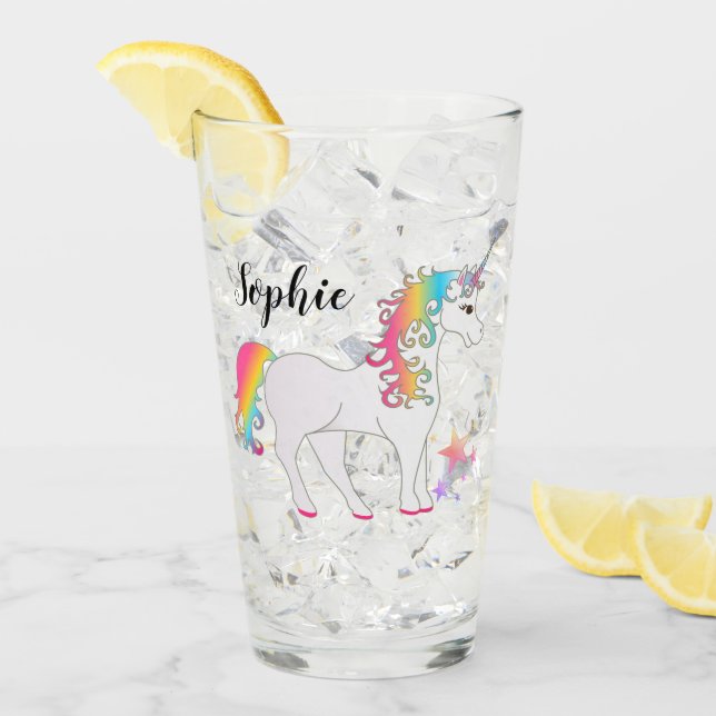 Unicorne Personnalisée Boire du verre (Devant glace)